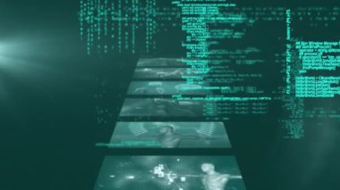 DNA iplikçiklerinin dönmesi ve tıbbi veri işleme animasyonu. küresel tıp, bilim ve veri işleme kavramı dijital olarak oluşturulmuş video.