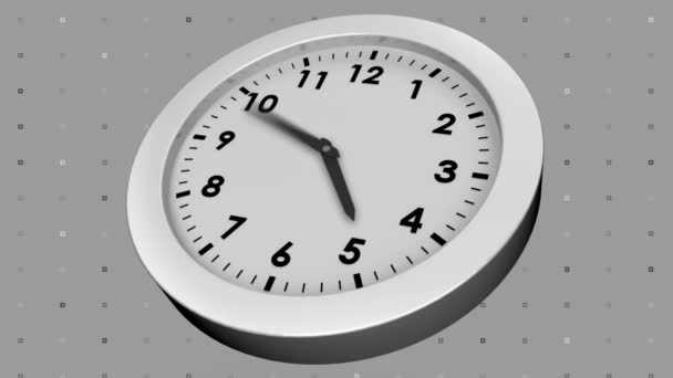 Animation Horloge Déplaçant Sur Fond Gris Interface Numérique Traitement Des — Video