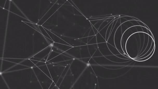 Анимация Белых Кругов Над Сетью Соединений Заднем Плане Глобальные Соединения — стоковое видео