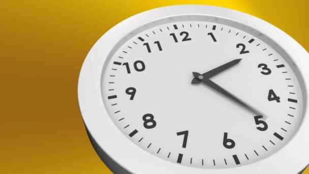 Animation Horloge Déplaçant Sur Fond Jaune Interface Numérique Traitement Des — Video