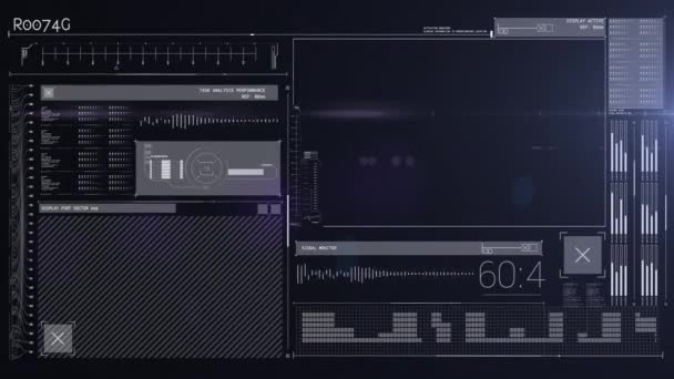 Animación Del Procesamiento Datos Pantalla Sobre Fondo Negro Conexiones Globales — Vídeos de Stock