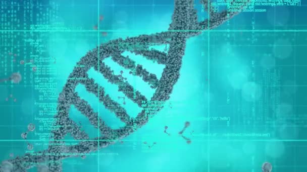 Animation Dna Strand Spinning Medical Data Processing Global Medicine Science — Stock Video