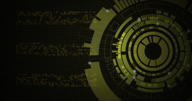 Siyah zemin üzerinde ışık lekeleri olan hareket eden daireler. dijital arayüz ve teknoloji konsepti dijital olarak oluşturulmuş görüntü.