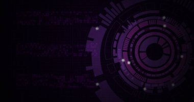 Siyah zemin üzerinde ışık lekeleri olan hareket eden daireler. dijital arayüz ve teknoloji konsepti dijital olarak oluşturulmuş görüntü.