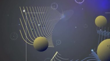 Siyah arkaplandaki bağlantı ağı üzerinden şekillerin canlandırılması. küresel bağlantılar, veri işleme ve teknoloji konsepti dijital olarak oluşturulmuş video.