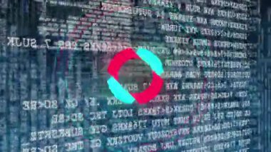 Mavi arkaplanda dijital veri işleme animasyonu. küresel internet bağlantıları, veri işleme ve dijital arayüz konsepti dijital olarak oluşturulmuş video.