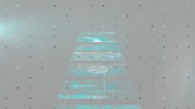 Gri arkaplanda veri işleme animasyonu. dijital arayüz, veri işleme ve teknoloji konsepti dijital olarak oluşturulmuş video.