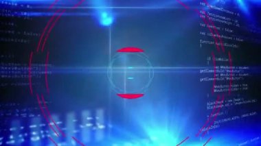 Mavi arkaplanda dijital veri işleme animasyonu. küresel internet bağlantıları, veri işleme ve dijital arayüz konsepti dijital olarak oluşturulmuş video.