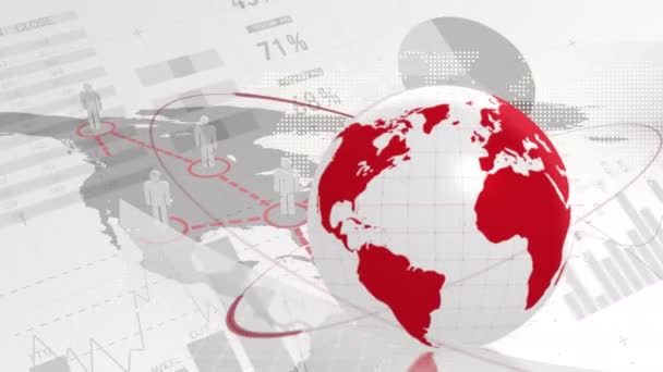 Animatie Van Globe Het Netwerk Van Verbindingen Gegevensverwerking Witte Achtergrond — Stockvideo