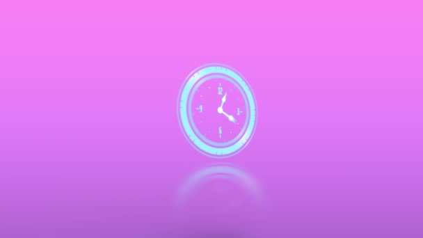 Анимация Часов Движущихся Розовом Фоне Цифровой Интерфейс Обработка Данных Технологическая — стоковое видео