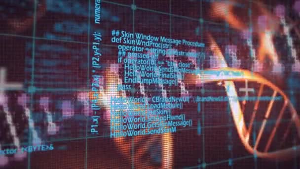 Animación Hebras Adn Spinning Procesamiento Datos Médicos Concepto Mundial Medicina — Vídeo de stock