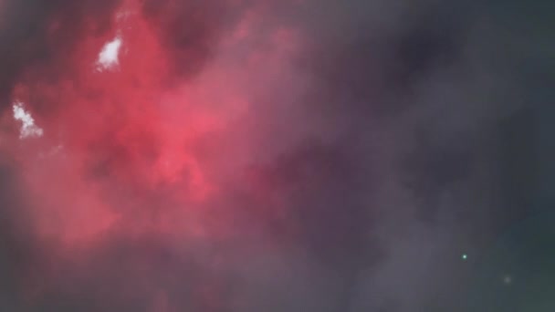 Animation Von Rauchwolken Und Blitzen Über Stürmischen Wolken Licht Und — Stockvideo