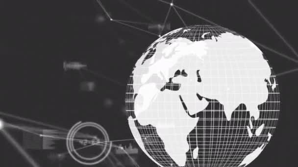 배경의 데이터 처리의 네트워크를 애니메이션 글로벌 데이터 디지털 비디오 — 비디오