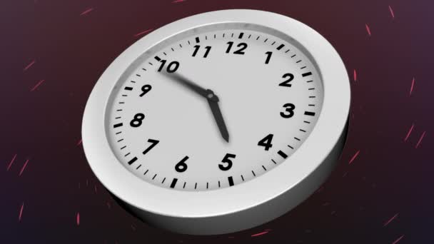 Animación Del Reloj Moviéndose Sobre Fondo Púrpura Interfaz Digital Procesamiento — Vídeo de stock