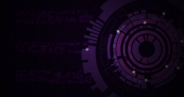 Siyah zemin üzerinde ışık lekeleri olan hareket eden daireler. dijital arayüz ve teknoloji konsepti dijital olarak oluşturulmuş görüntü.