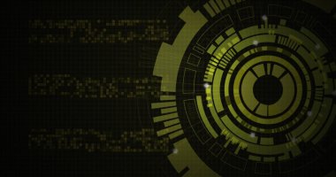 Siyah zemin üzerinde ışık lekeleri olan hareket eden daireler. dijital arayüz ve teknoloji konsepti dijital olarak oluşturulmuş görüntü.