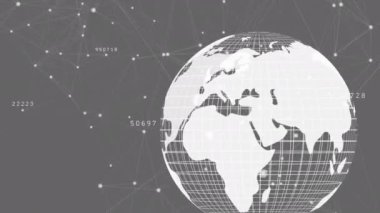 Siyah arkaplanda dünya bağlantıları ve veri işleme ağı üzerinde animasyon. küresel bağlantılar, veri işleme ve teknoloji konsepti dijital olarak oluşturulmuş video.