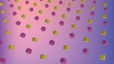 Mor uzayda dönen küplerin üzerindeki ikizler sembolünün animasyonu. Astroloji ve zodyak kavramı dijital olarak oluşturulmuş video.