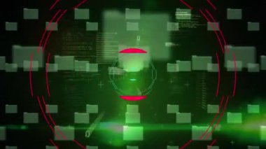 Çevrimiçi güvenlik asma kilit veri işleme üzerinde kırmızı şablonun animasyonu. küresel internet bağlantıları, veri işleme ve dijital arayüz konsepti dijital olarak oluşturulmuş video.