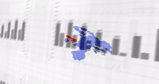 Animazione Dell Elaborazione Dei Dati Sulla Mappa Del Mondo Business — Video Stock