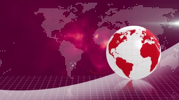 Animatie Van Ronddraaiende Globe Bewegende Wereldkaart Het Binnenste Van Het — Stockvideo