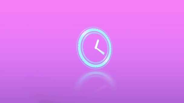 Animation Horloge Déplaçant Sur Fond Rose Interface Numérique Traitement Des — Video