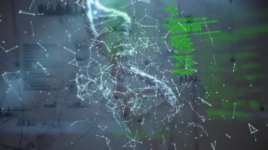DNA iplikçiklerinin dönüşünün animasyonu, bağlantılar ağı ve tıbbi veri işleme. küresel tıp, bilim ve veri işleme kavramı dijital olarak oluşturulmuş video.