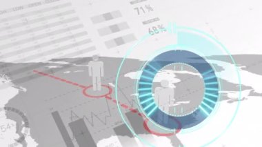 Beyaz arkaplanda bağlantı ağı ve veri işleme ağı üzerinden tarama alanının animasyonu. küresel bağlantılar, veri işleme ve teknoloji konsepti dijital olarak oluşturulmuş video.