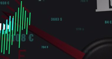 Araba panelinin üzerinde veri işleme animasyonu. küresel iş, finans, bağlantılar ve dijital arayüz konsepti dijital olarak oluşturulmuş video.