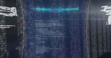 Siyah arka planda 6G metin ve veri işleme animasyonu. küresel teknoloji ve dijital arayüz kavramı dijital olarak oluşturulmuş video.