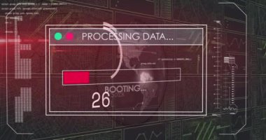 Siyah arka planda dairelerin ve veri işlemenin animasyonu. küresel teknoloji ve dijital arayüz kavramı dijital olarak oluşturulmuş video.