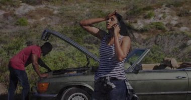 Stresli bir çiftin canlandırması yardım istiyor. seyahat, tatiller, dijital olarak oluşturulan ilişki konsepti.