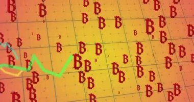 Bitcoin sembolleri üzerinde veri işleme animasyonu. küresel iş, finans, bağlantılar ve dijital arayüz konsepti dijital olarak oluşturulmuş video.