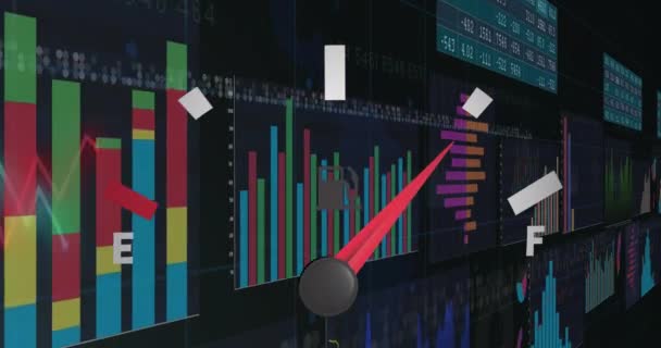 Animatie Van Gegevensverwerking Het Autopaneel Mondiaal Business Financiën Verbindingen Digitaal — Stockvideo