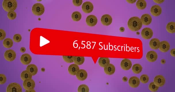 Animation Icône Des Médias Sur Les Symboles Bitcoin Entreprise Mondiale — Video