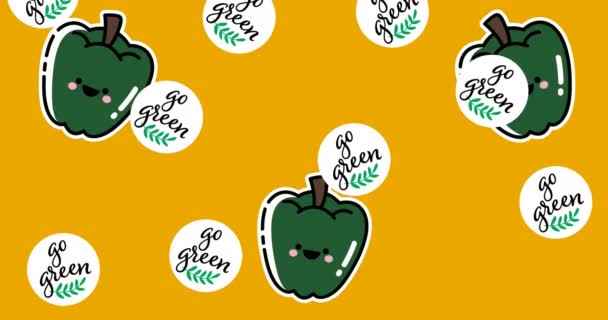 Animación Los Iconos Verduras Sobre Textos Verdes Semana Nacional Vegetariana — Vídeo de stock