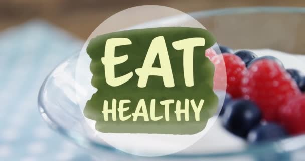 Animación Comer Texto Saludable Durante Postre Semana Nacional Vegetariana Concepto — Vídeo de stock