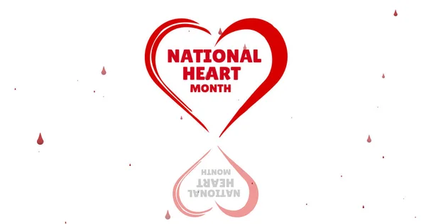 Εικόνα Από Κείμενο Εθνικού Καρδιακού Μήνα Πάνω Από Την Καρδιά — Φωτογραφία Αρχείου