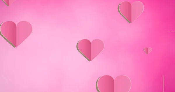 Obraz Serc Spadających Różowym Tle Serca Miesiąc Koncepcja Uroczystości Cyfrowo — Zdjęcie stockowe