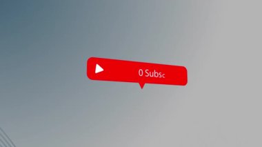 Soluk gri çizgili arka plan üzerinden kırmızı sosyal medya abonelerinin animasyonu. Dijital olarak oluşturulan sosyal ağ ve küresel iletişim konsepti.