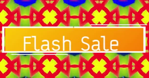 Animatie Van Flash Sale Tekst Het Wit Oranje Banner Kleurrijke — Stockvideo