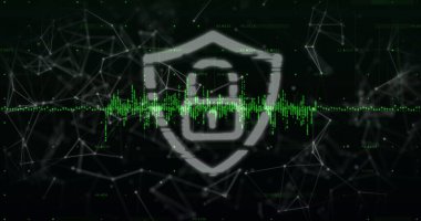 Çevrimiçi güvenlik kilidi üzerinden veri işleme görüntüsü. küresel çevrimiçi güvenlik ve veri işleme kavramı dijital olarak oluşturulmuş görüntü.