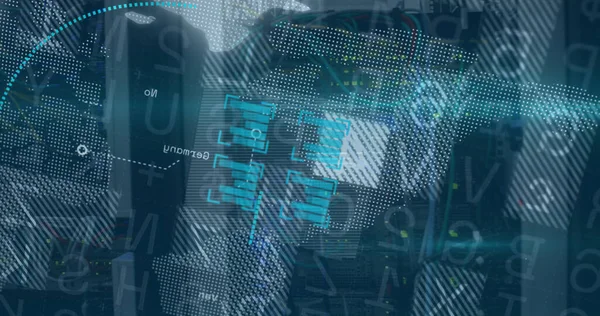 Siyah arkaplan üzerinden finansal veri işleme resmi. küresel iş, finans ve dijital arayüz kavramı dijital olarak oluşturulmuş görüntü.