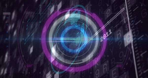 Kapsamlı tarama ve finansal veri işleme görüntüsü. küresel iş, finans ve dijital arayüz kavramı dijital olarak oluşturulmuş görüntü.