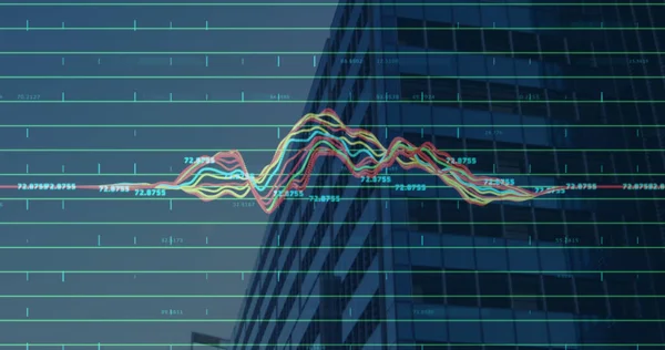 Image Traitement Des Données Financières Sur Immeuble Bureaux Moderne Entreprise — Photo