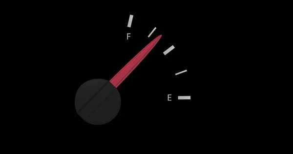 燃料测量仪在黑色背景上移动的图像 运输和燃料消耗概念数字生成的图像 — 图库照片