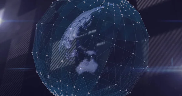 Imagen Globo Procesamiento Datos Financieros Sobre Fondo Negro Negocio Global — Foto de Stock