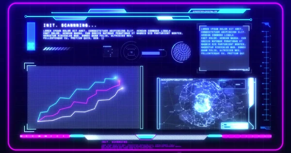 Imagen Del Procesamiento Datos Científicos Sobre Pantalla Ciencia Interfaz Digital — Foto de Stock