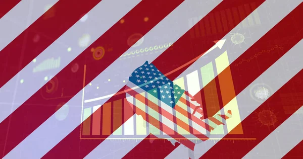 統計処理でアメリカ国旗のイメージ アメリカの愛国心 独立性 ビジネスコンセプトがデジタルで生み出されたイメージ — ストック写真