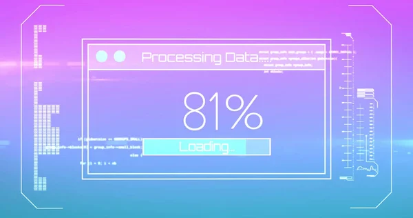 Imagem Processamento Dados Com Barra Carga Fundo Azul Conceito Global — Fotografia de Stock